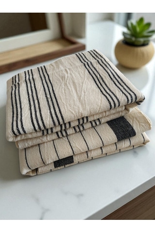 Mutfak Kurulama Bezi, 2 Adet Farklı Desen, %100 Pamuk, Kara Tezgah Peşkir 50x90 Cm Bej