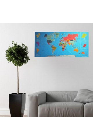 Duvar Stickerı 118 Cm 56 Cm Atlas Dünya Haritası Manyetik Yapıştırıcı Gerektirmeyen Renkli