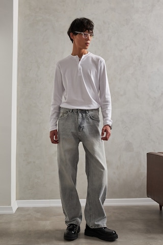 Erkek Ekstra Baggy Jean Pantolon Gri Melanj