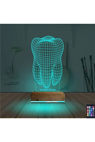 Luvivia Diş Hekimi Hediye Kişiye Özel 3d Lamba - Masa Gece Lambası V1 Şeffaf