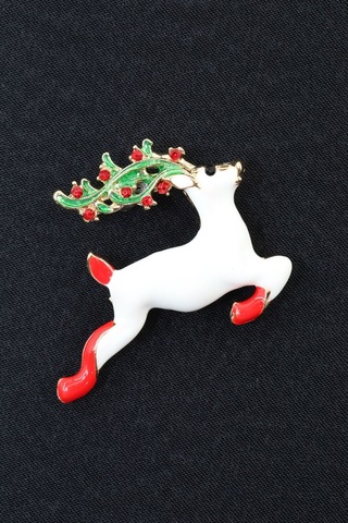 Noel Geyiği Broş. Taşlı Tasarım Ren Geyiği Broş. Yaka İğnesi Broş. Geyik Broş. Kadın Broş. Broş. Çok Renkli