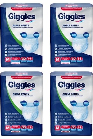 Giggles Külotlu Yetişkin Hasta Bezi Orta Boy M 4 x 30'lu Giggles Külotlu Yetişkin Hasta Bezi Orta Boy M 4 x 30'lu