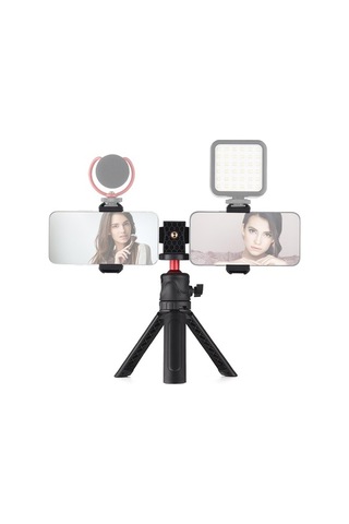 Novahub Çok Fonksiyonlu Akıllı Telefon Video Kiti, 2 Telefonlu Tripod Montaj, Led Işık Ve Mikrofon Dahil