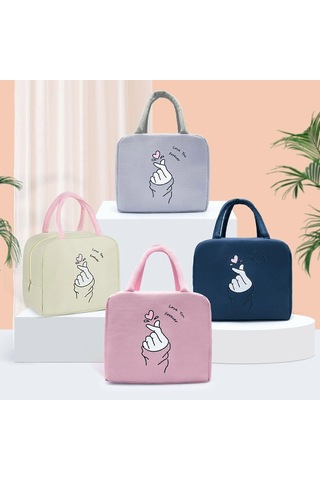 Kadınlar Ve Erkekler İçin Taşınabilir Öğle Yemeği Çantası, Isı Yalıtımlı Öğle Yemeği Kutusu, Yeniden Kullanılabilir Bento Çantası, İş, Piknik, Okul, Seyahat İçin Kalp Tote Çantalar --