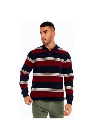 AR-MA Arma Erkek Ribanalı Regular Fit Çizgili %95 Pamuk %5 Elastane Ringel Pike Kumaş Polo Yaka Düğmeli Sweatshirt K30554953102 Lacivert