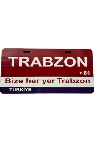 61 Plaka Numaralı Trabzon İli 15x30 Cm Ahşap Poster