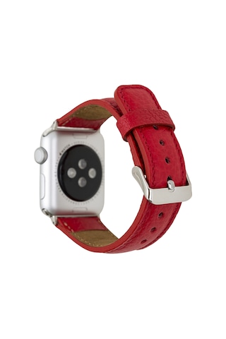 Apple Uyumlu Watch Uyumlu Deri Kordon 42-44-45mm Erc2 Kırmızı