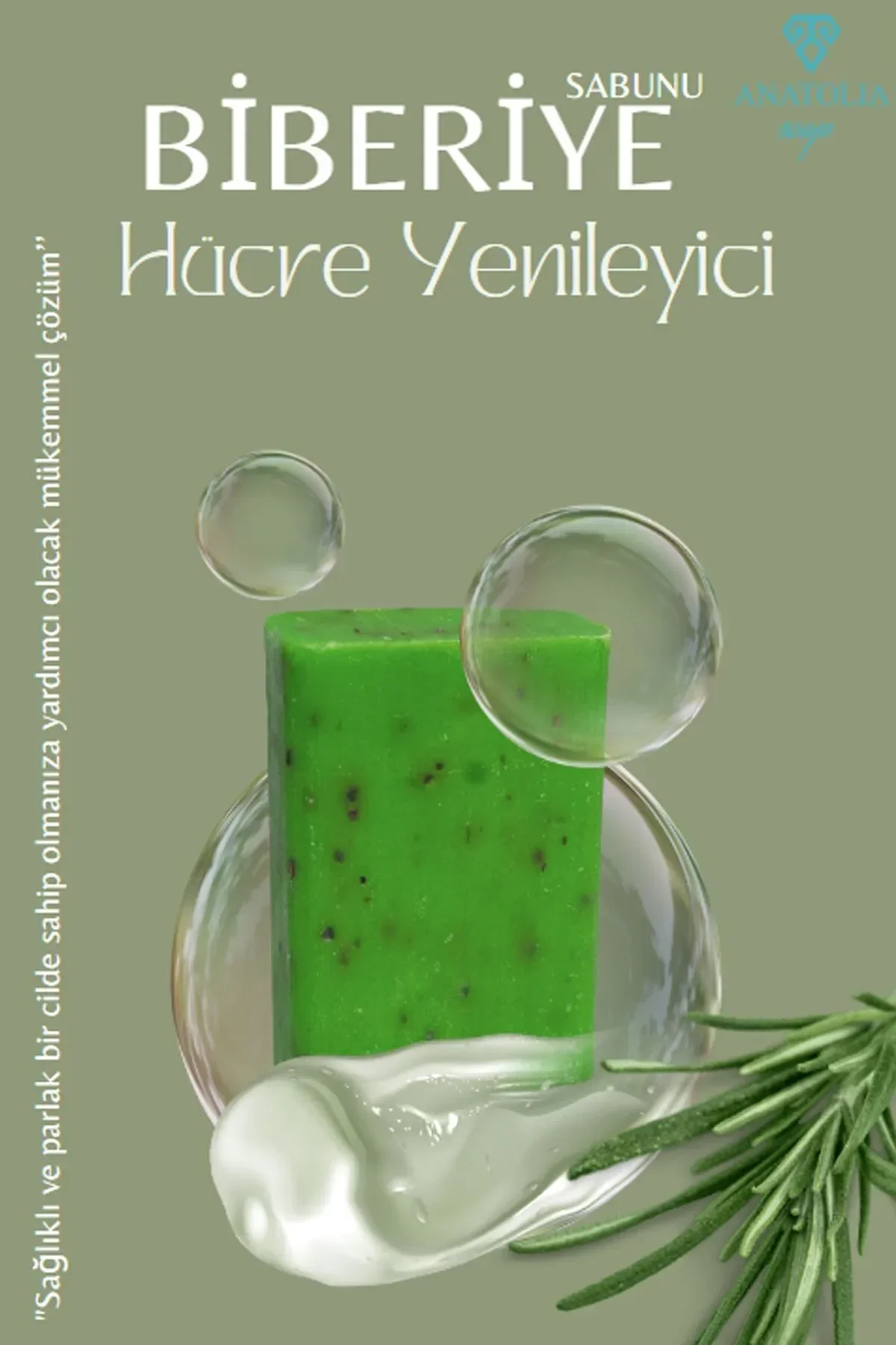 Anatolia Soap Akne Ve Sivilce Oluşumunu Engeller Antibakteriyel Biberiye Sabunu Biberiye