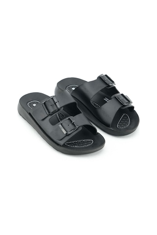 Gezer Yazlık Kadın Rahat Taban Suni Deri Çift Toka Ayarlanabilir Günlük Terlik Gt1yzm.15668.00.010.0c Siyah