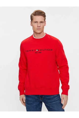 Tommy Hilfiger Sıfır Yaka Sweatshirt Kırmızı