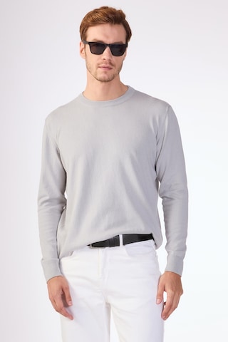 Dufy %100 Pamuk Bisiklet Yaka Düz Renk Slim Fit Erkek Triko Gri