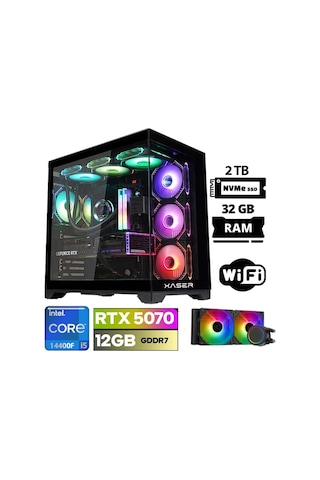 Xaser Lexus X120 i5-14400F 32 GB 2 TB M.2 NVMe SSD 12 GB RTX5070 Free Dos Masaüstü Oyuncu Bilgisayarı