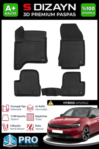 S-dizayn Opel Corsa F Hybrid 1.2 3d Pro Havuzlu Paspas 2025 Üzeri A+ Kalite
