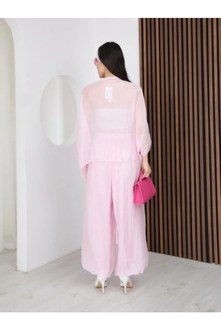 Nazzain Oversize Tül Gömlek Pembe