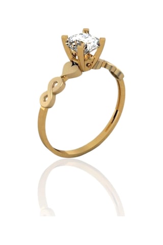 MaGold Kalp Sonsuzluk Klasik Tektaş Sade Ve Şık 14 Ayar Altın Yüzük Altın