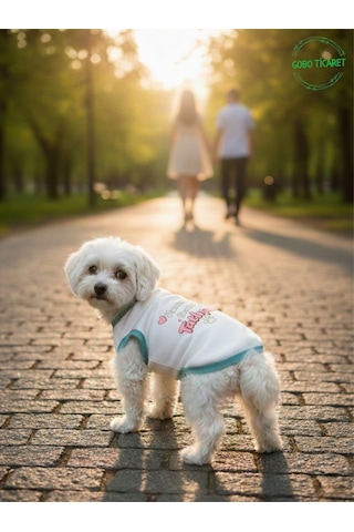Beyaz Hanimiş Benim Tatlışım Baskılı Kedi Ve Köpek Kıyafeti Tişörtü Elbisesi Large/l/beden 3