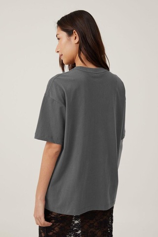 Seeh Füme Kısa Kollu Oversize Basic Kadın T-shirt Sh281