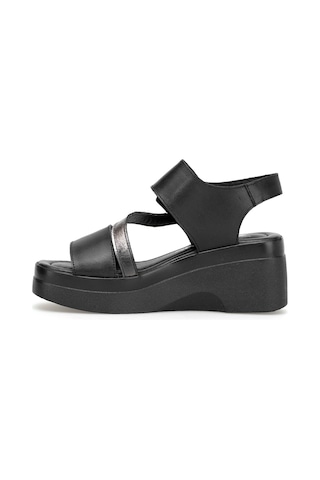 Venüs 2613804y Kadın Hakiki Deri Dolgu Topuk Sandalet Siyah