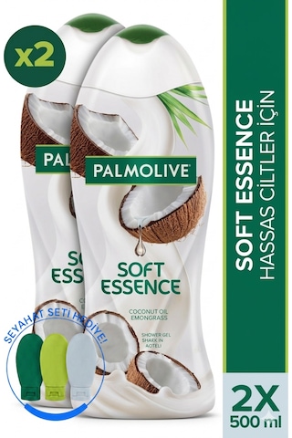 Palmolive Soft Essence Hindistan Cevizi Duş Jeli 2 x 500 ML + Seyahat Kiti