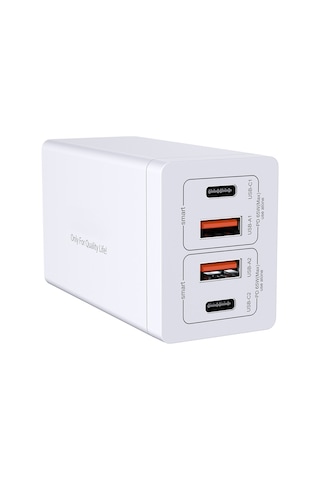 Symbee 65w Gallium Nitride Pd Şarj Aleti Beyaz Avrupa Standartı 4 Usb Port 2xtype-c + 2xusb-a Çoklu Cihaz Şarj Edici Siyah
