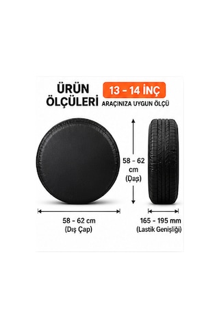 Trobus Toyota Carina E T190 1992-1997 13-14 İnç Stepne Kılıfı Siyah