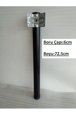 Demontepark Siyah Metal Boru Ayak, Mutfak Masası,Camlı Masa Ayağı, 72,5Cm