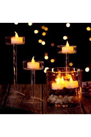 Pilli Led Tealight Mum Sıcak Sarı Renk Dekorasyon Süsleme Düğün Kına Organizasyon 24 Diğer
