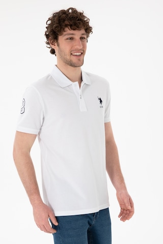 U.S. Polo Assn. Erkek Slim Fit Polo Yaka Beyaz Basic Tişört 50305929-VR013