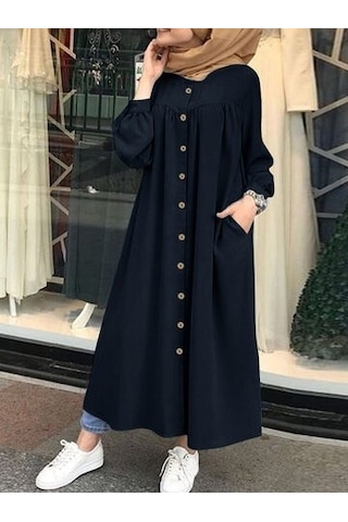 Barbora Keten Günlük Yazlık Tasarım Gömlek Kadın Elbise Büzgülü Ln351syh3 001