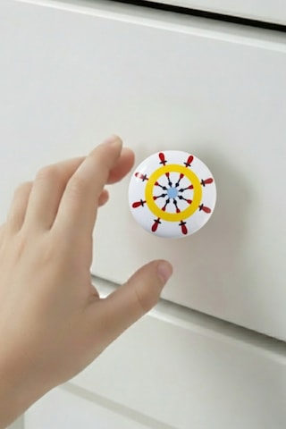 Porselen Gemici Dümeni Çocuk Odası Mobilya Kulbu - Tekli Düğme - Dolap Ve Çekmece Kulpu Çok Renkli