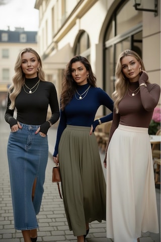 3 Lü Parmak Geçmeli Kadın Body Seti Kahverengi - Siyah
