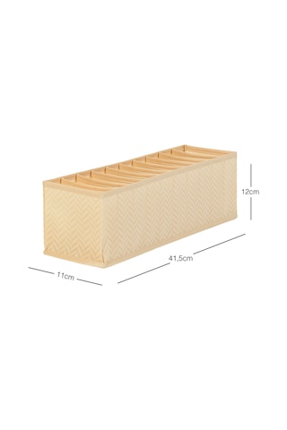 Ocean Home Textile 10 Bölmeli Bej Balıksırtı Çekmece Düzenleyici 11 x 41,5 x 12 cm
