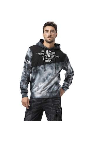 Cipo & Baxx Cl593 Erkek Hoodie Sweatshirt Modern Baskılı, Kapüşonlu, Rahat Kesim Sweatshirt Siyah