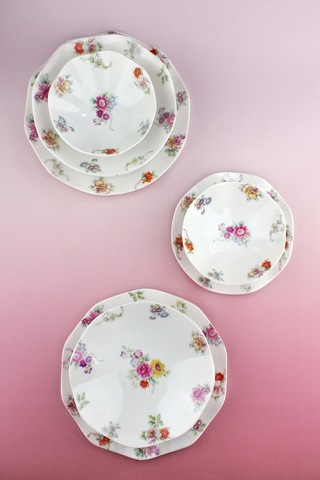 Dantel Çiçek New Bone 2 Kişilik 8 Parça Yemek Takımı Beyaz