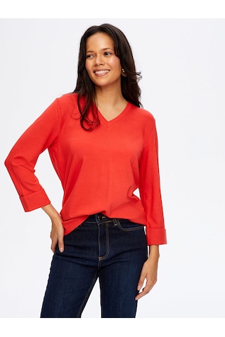 V Yaka Truvakar Kol T-shirt W26tsh002 Bw26tsh00241 Kırmızı