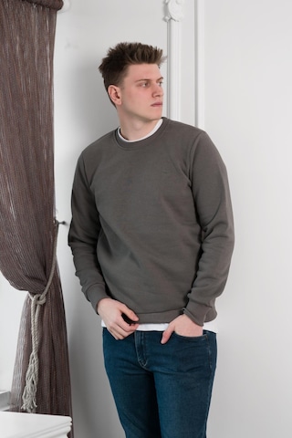 Slimfit Sıfır Yaka Basic 3 İplik Erkek Sweatshirt Antrasit