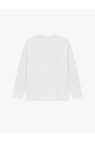 Koton Pamuklu Uzun Kollu Bisiklet Yaka Basic Oversize Tişört Beyaz 7wak50029ek