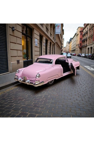Pembe 1953 Cadillac Serıes 62 Coupe Diecast Çek Bırak Model Araba Diğer