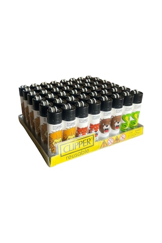 Clipper Pocket Hayvan Desenli Taşlı Çakmak 48 Adet 2367 Çok Renkli
