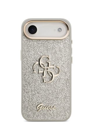 Apple Uyumlu iPhone 17 Air Kılıf Lisanslı 4g Büyük Metal Kamera Çerçeveli Ve Logolu Glitter Kapak Gri Gri