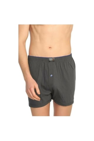 6'Lı Tutku Düz Boxer /Külot Erkek %100 Pamuk Düğmeli Füme