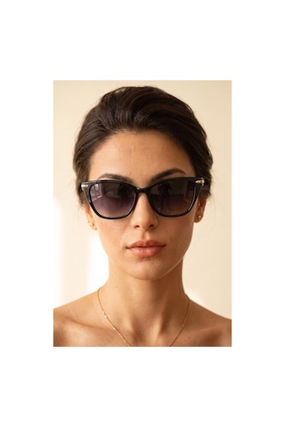 Kadın Polarize Cat Eye Güneş Gözlüğü Siyah Uv400 Korumalı