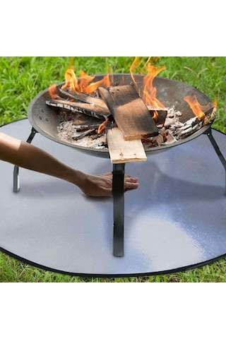 Vkemall Isıya Dayanıklı Çift Taraflı Füme Matı - 101.5cm Dairesel Kamp Mangal Koruyucu Döşeme, Çim Ve Tahta Üstleri İçin Yangın Gönüllü Alüminyum Folyo Bez Diğer