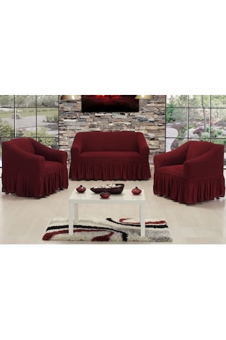 Altınkoza Petek Dokuma Koltuk Örtüsü Std Takım(3+2+1+1)-Bordo