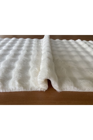 Prizma Bubble Peluş Pos Halı Kaymaz Latex Taban En 75 Ekru