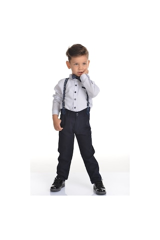 Buse&Eylül Bebe Lacivert Pantolon Askılı Erkek Çocuk Takımı