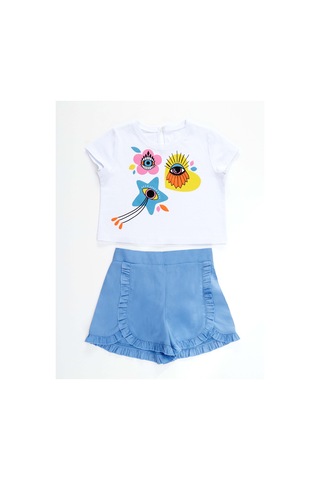 Denokids Mshb&g Gözler Kız Çocuk T-shirt Şort Takım Çok Renkli