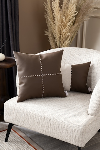 Ivy Soft Deri Kahve Kırlent Kılıfı 45x45 2546 Kahverengi
