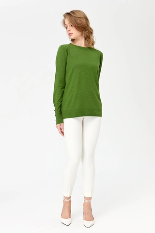 Desen Triko Kadın Sıfır Yaka Önü Kısa Arkası Uzun Bluz 23331 K.yosun K.yosun