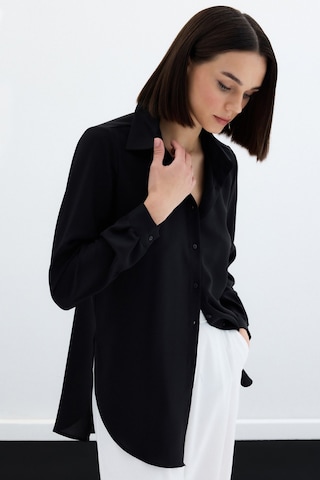 Sateen Düz Klasik Gömlek - Siyah-123675 Siyah